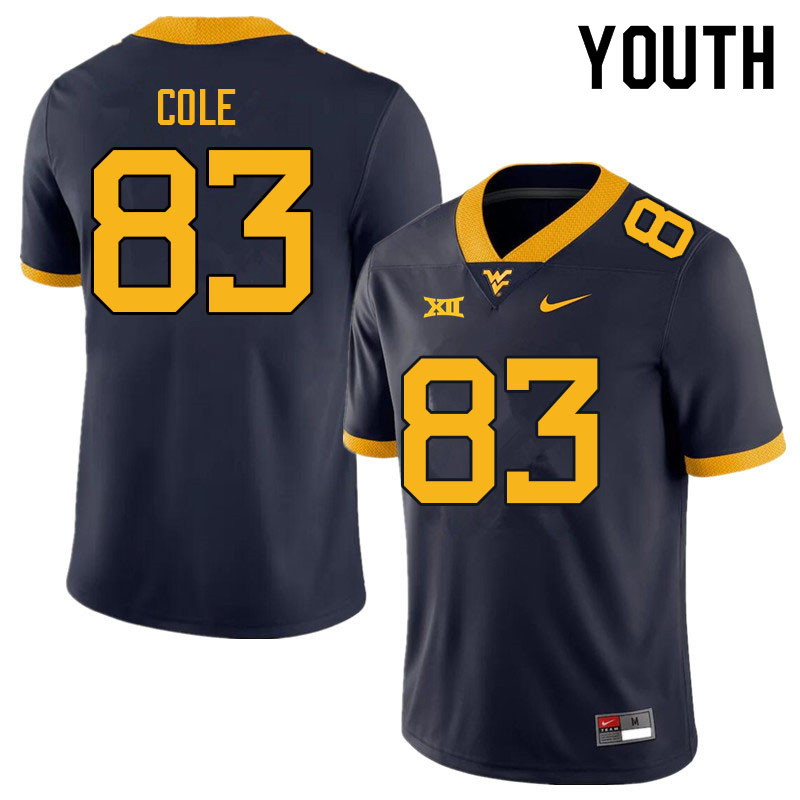NCAA Youth C.J. Cole West Virginia Mountaineers Navy #83 Nike Stitched Football College Authentic Jersey GV23T63QY